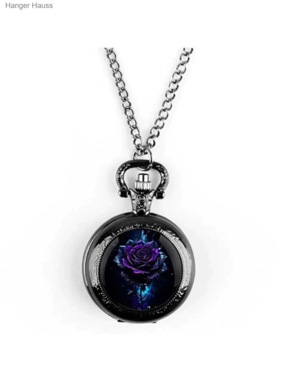 Graphic Design Quartz Pocket Watch with Chain and Gift Box
